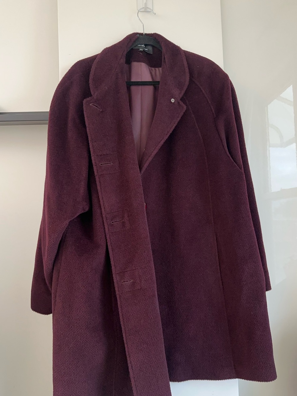 Wool Alpaca Oversized Long Coat Deep Wine/Burgundy Quiet Luxury 22W